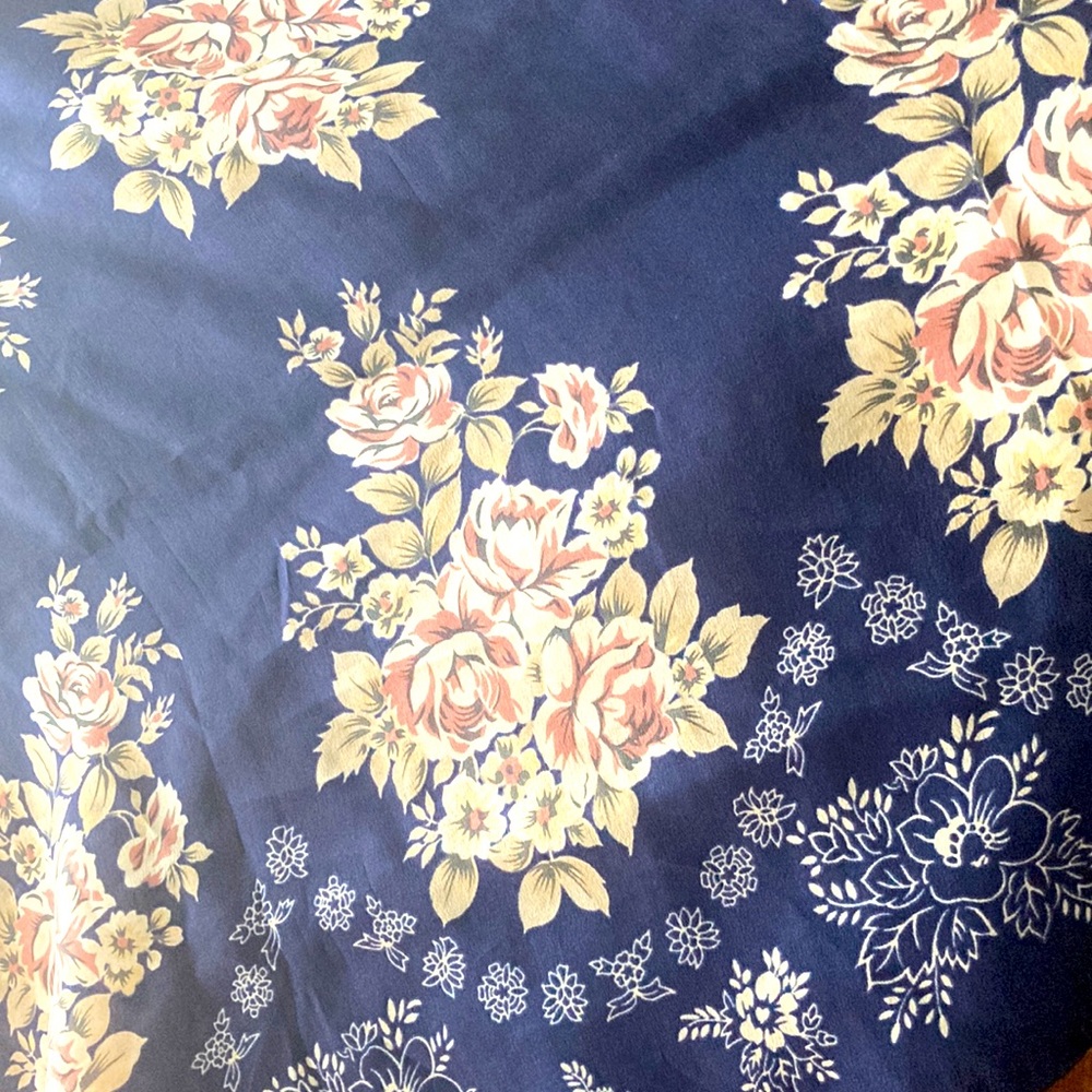 LAST CALL - Navy, rose scarf with neutral cream.  34” square - Picture 5 of 8